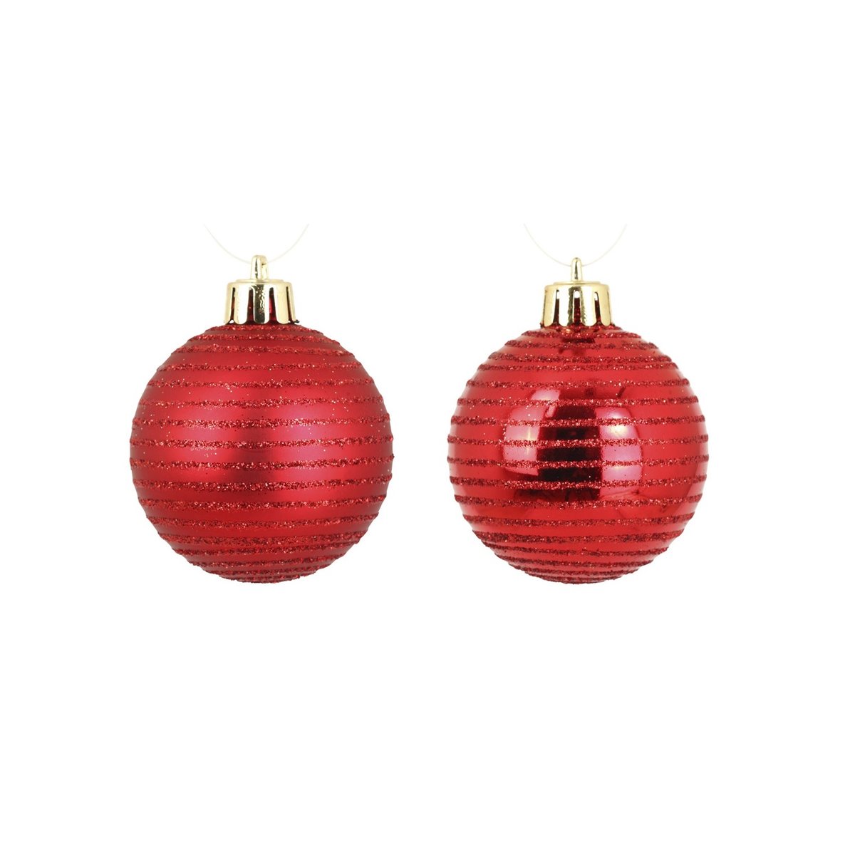 Set de 8 Boules de Noël Rayées Rouge rouge, EDEN