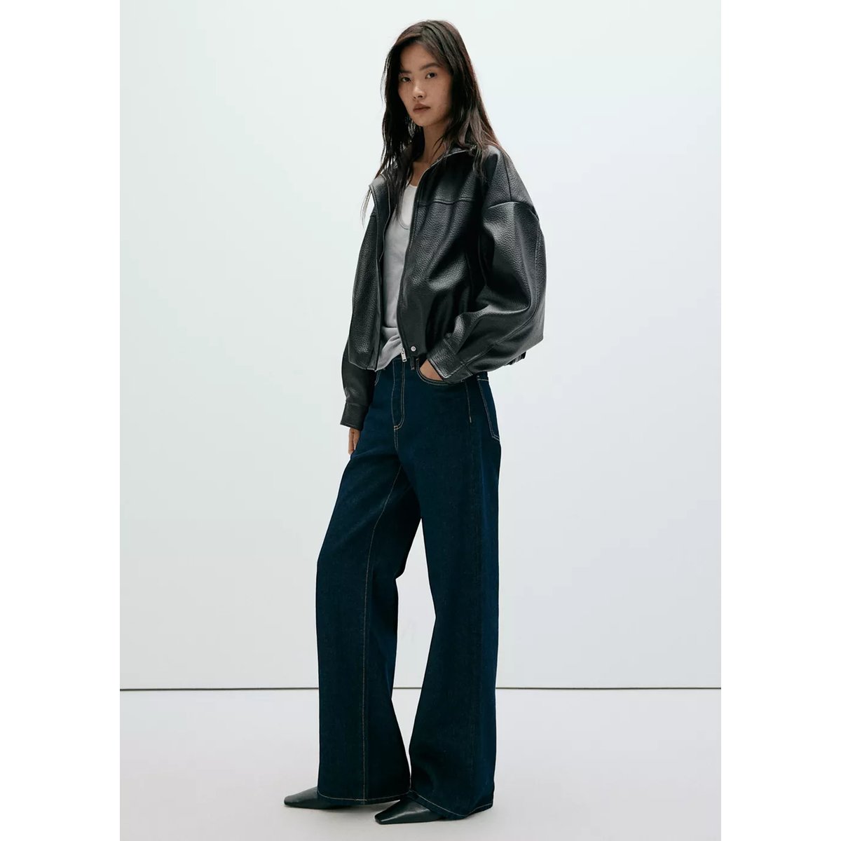 Veste belt noir, MANGO