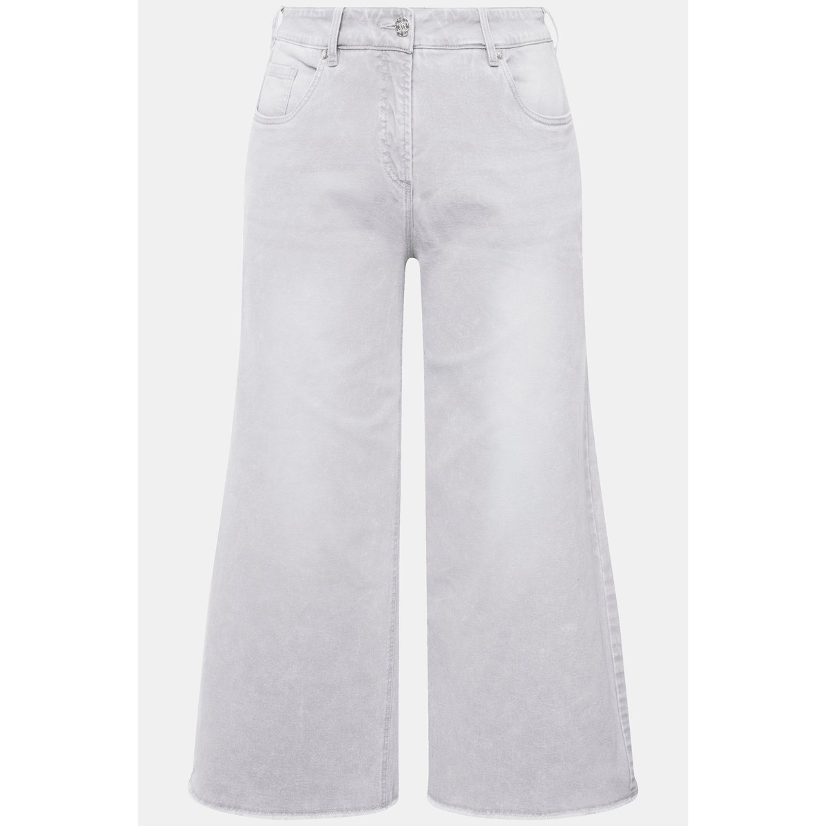 Jean Mary stretch. Jambe large et ourlet jean gris clair, ULLA POPKEN