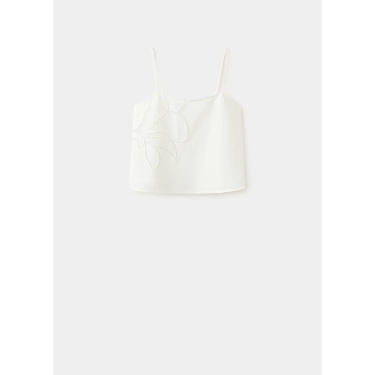 Top bretelles détail floral blanc, MANGO