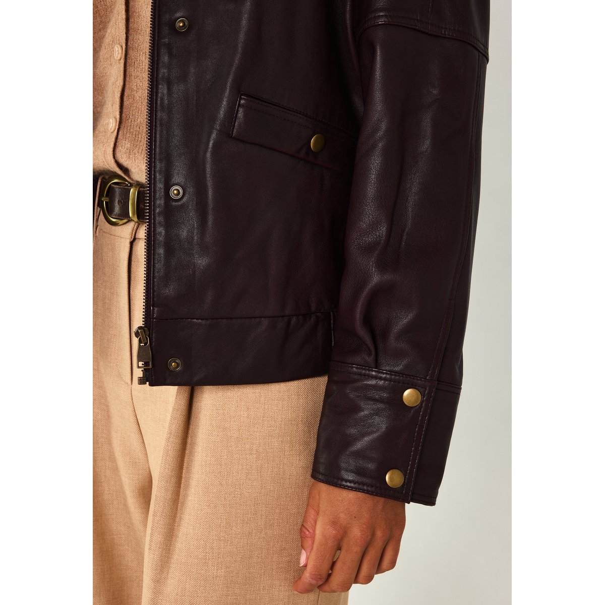 Blouson en cuir CHARLY bordeaux, Maison 123