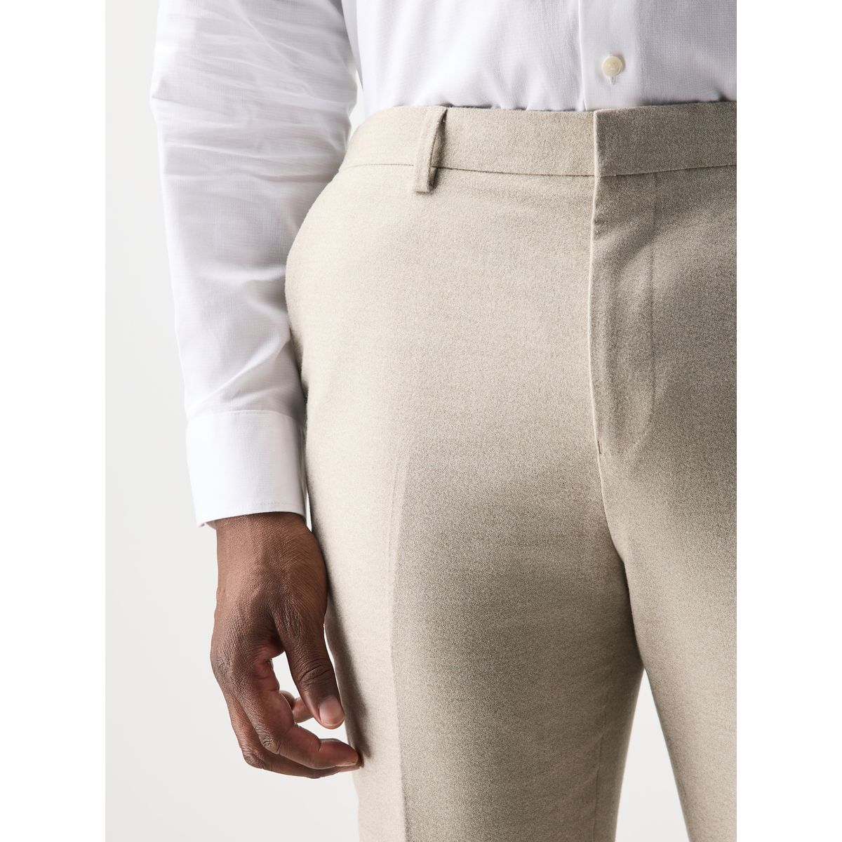 Pantalon de costume près du corps en flanelle écru, NEXT