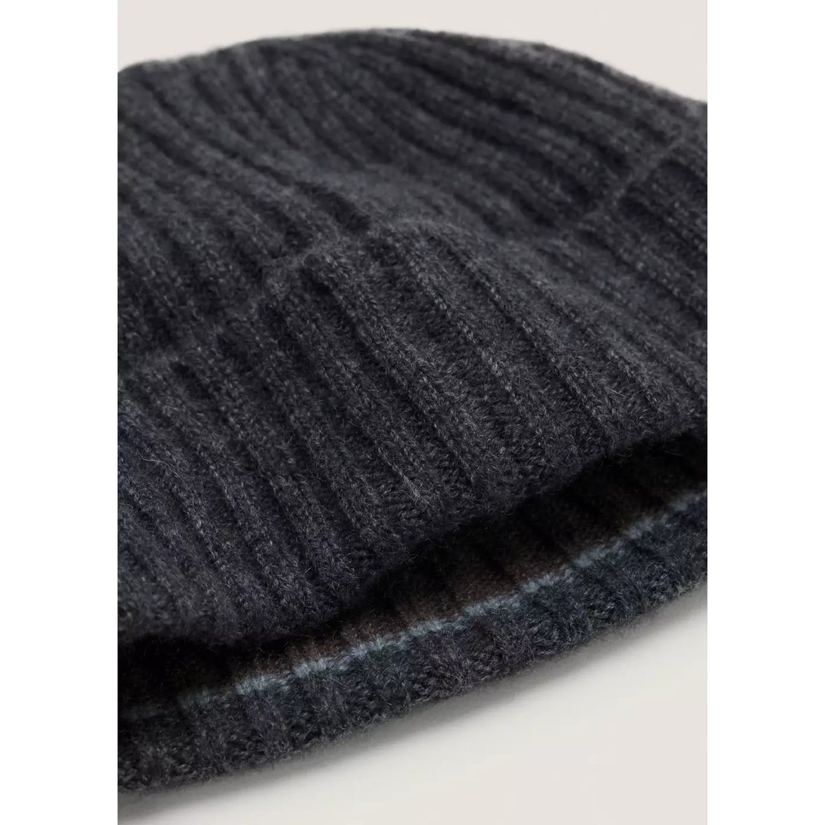 Bonnet 100 % cachemire côtelé gris, MANGO MAN
