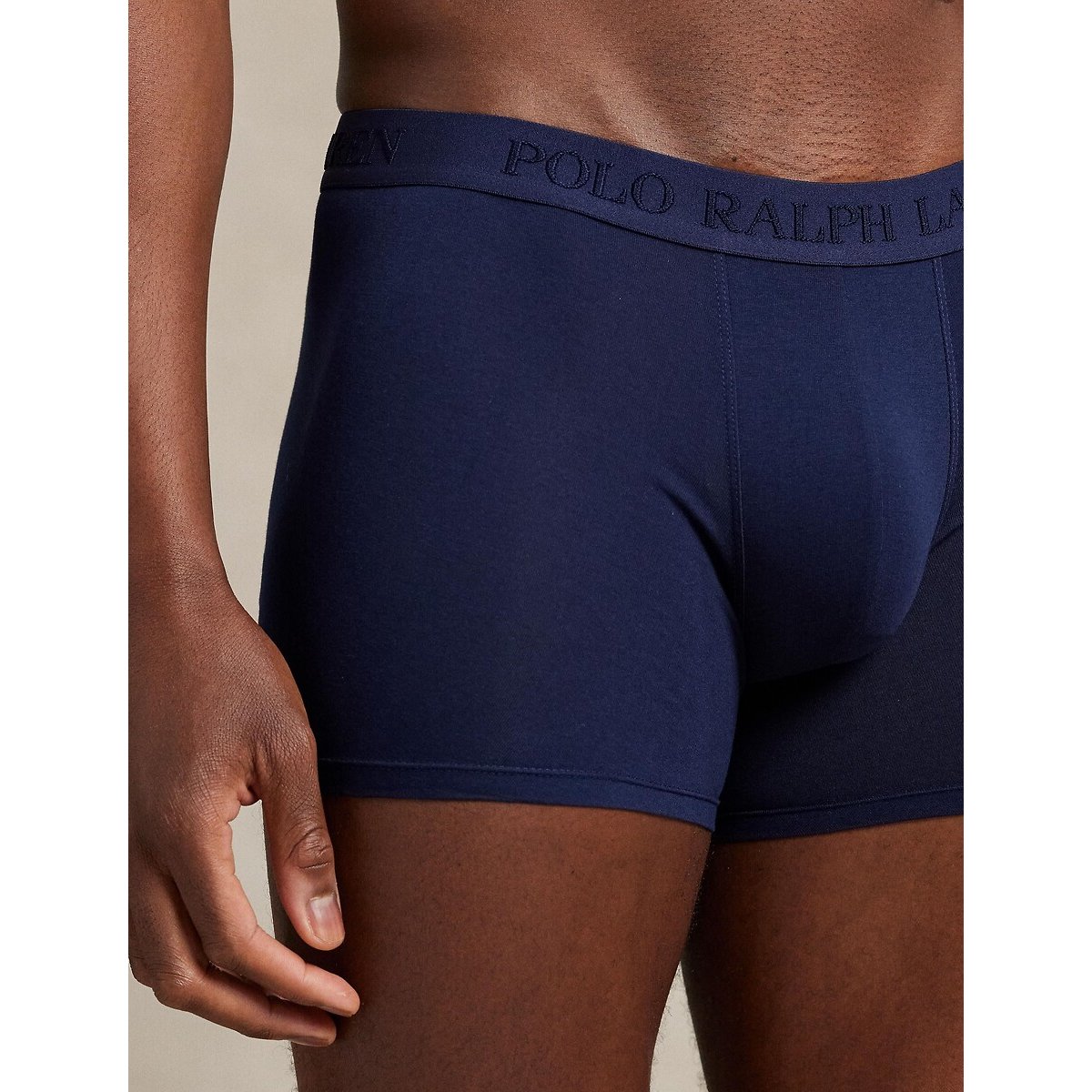Lot de 3 slips boxers coton stretch bleu marine + bleu + bleu ciel, POLO RALPH LAUREN