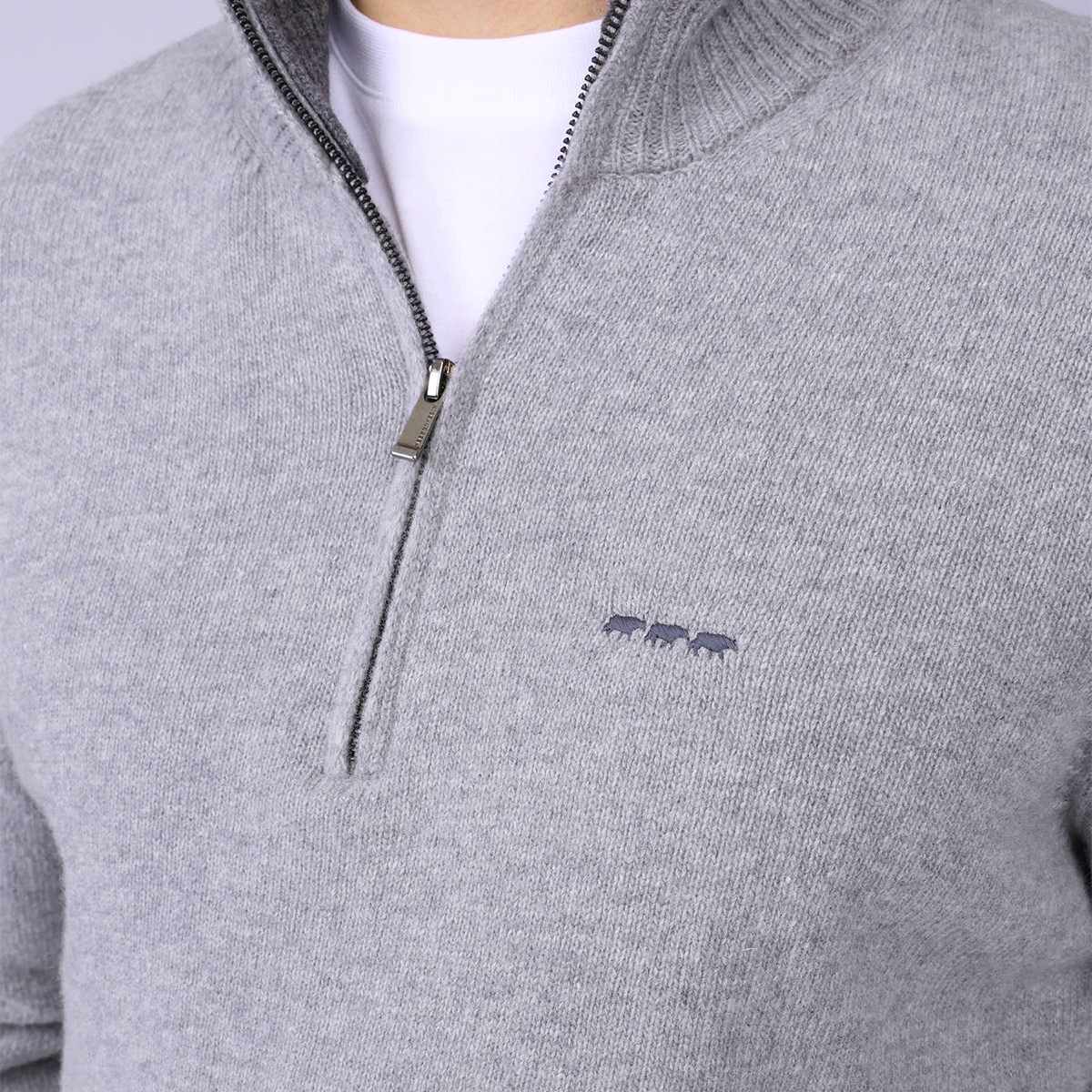 Pull col camionneur Heland gris clair, MISE AU GREEN