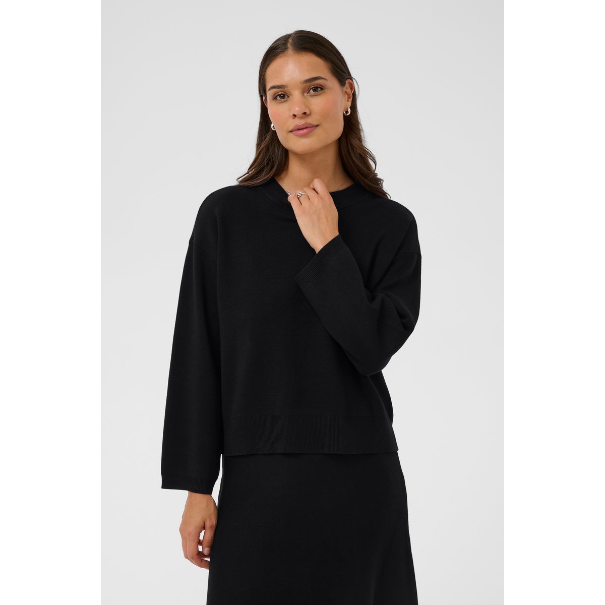 Pullover tricoté noir black deep, KAFFE