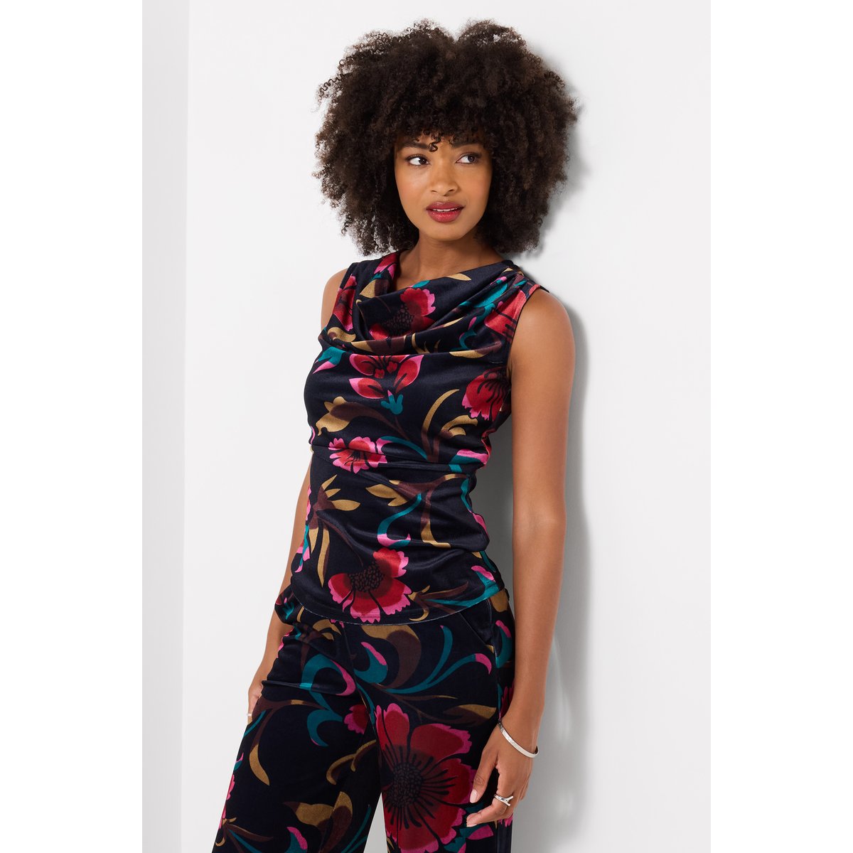 Haut Col Bénitier en Velours Imprimé Fleuri multicolore, JOE BROWNS
