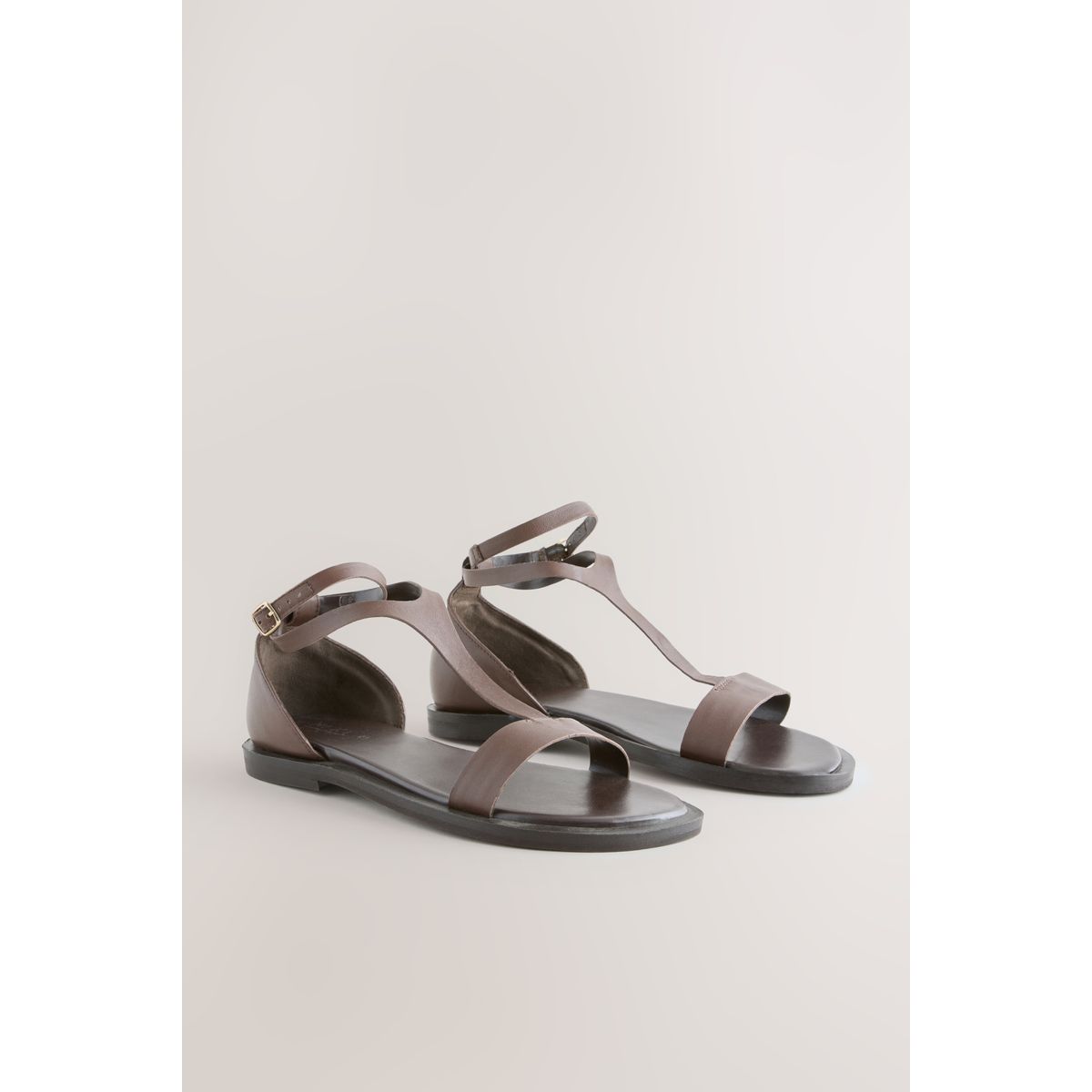 Sandales à brides style salomé cuir brun chocolat, NEXT