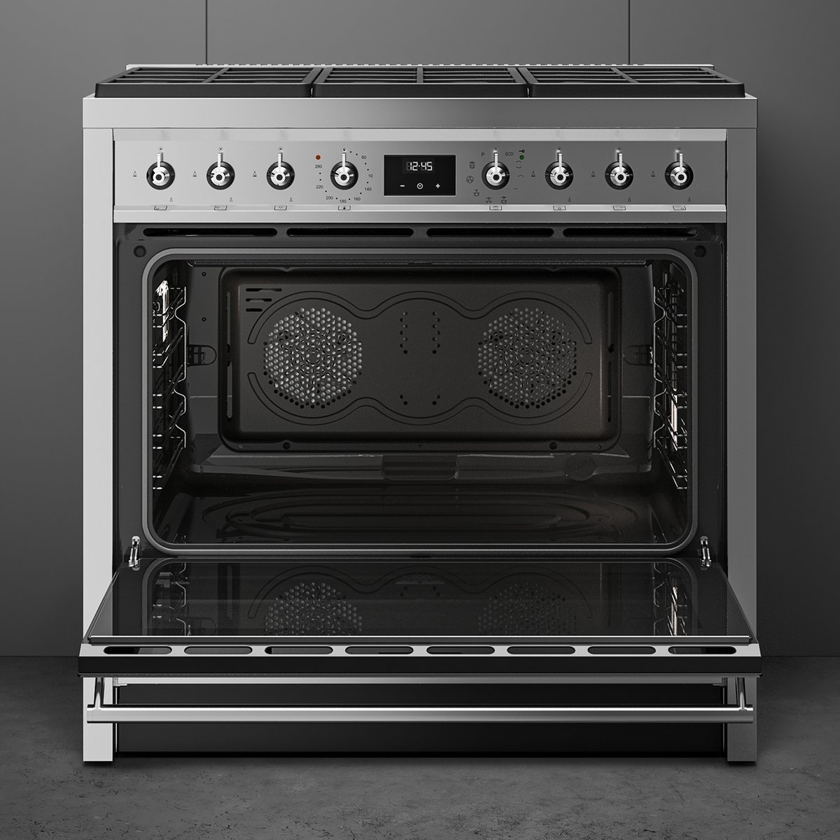 Piano de cuisson gaz 6 feux 90 cm inox satiné, SMEG