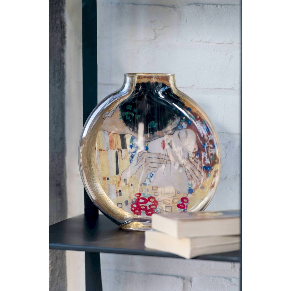 Vase décoratif inspiration le baiser multicolore avec touches dorées, RECOLLECTION