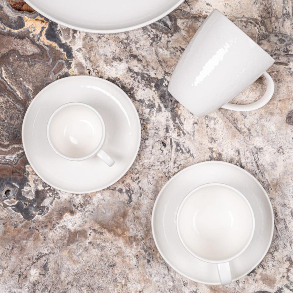 Tasse et sous-tasse à café Ecume 9 cl (lot de 6) blanc, TABLE PASSION