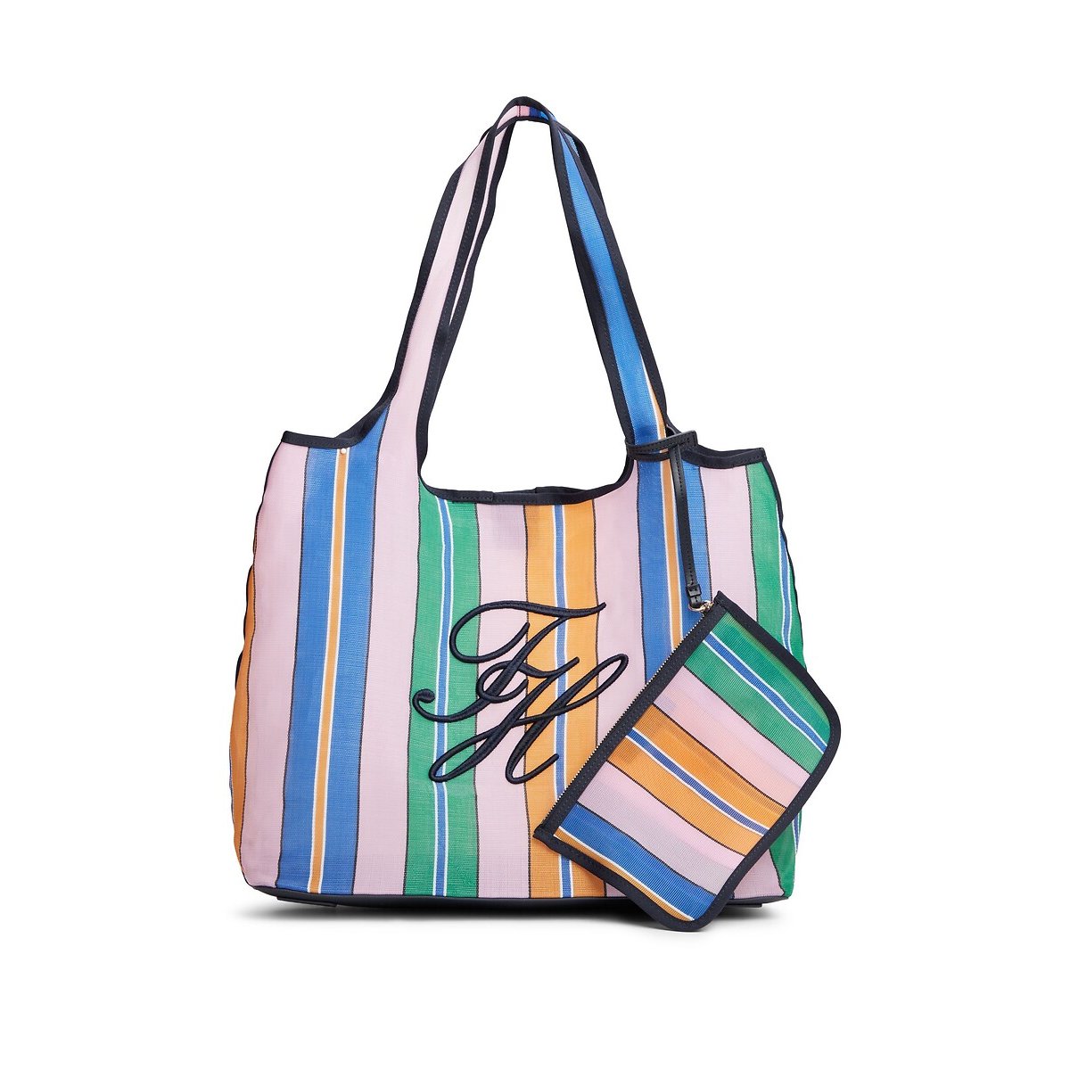 Sac tote bag rayé, TH SUMMER MESH rose multicolore, TOMMY HILFIGER