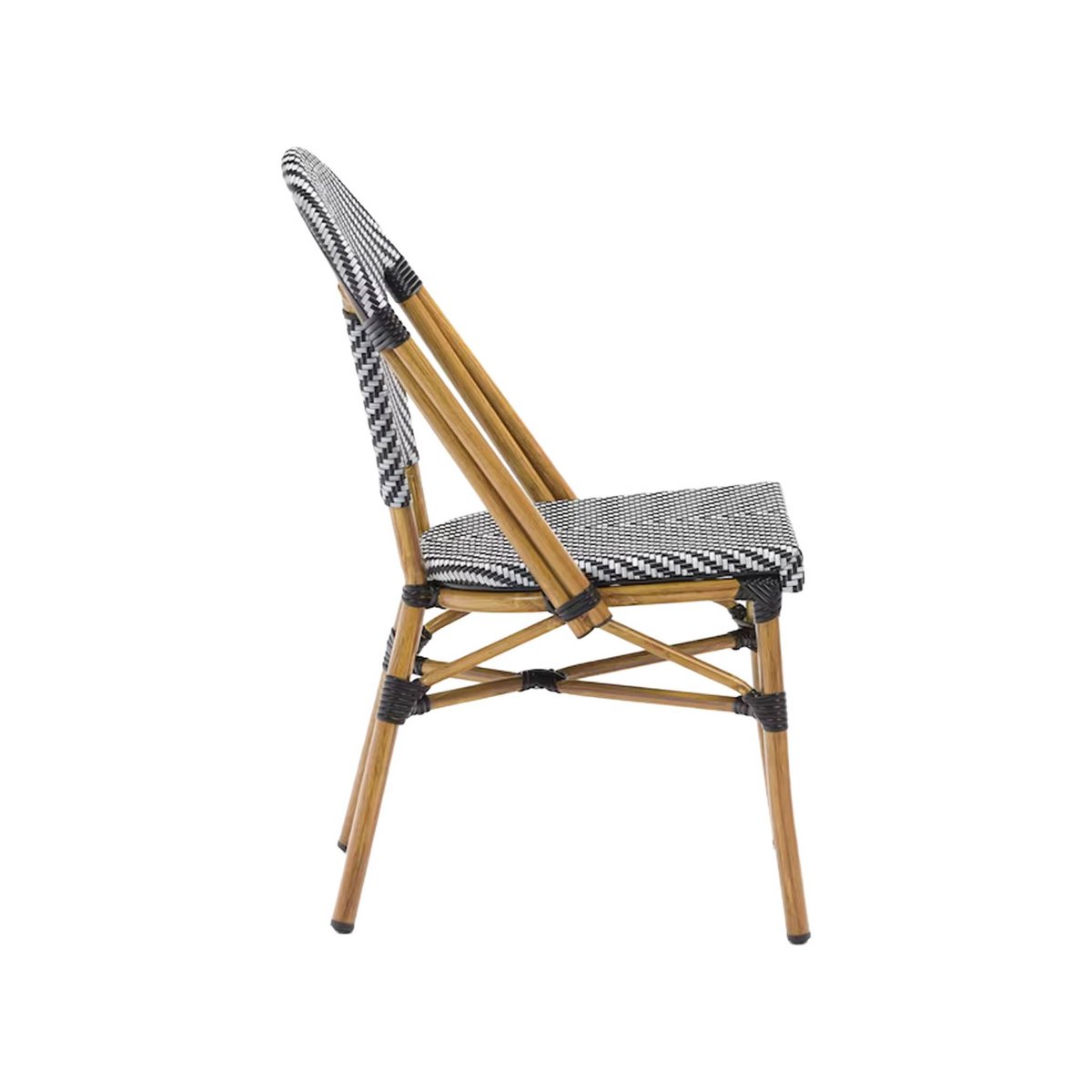 Chaise de terrasse bistrot en textile et aluminium motif chevrons noir et blanc (lot de 2) RIVOLI noir, SWEEEK