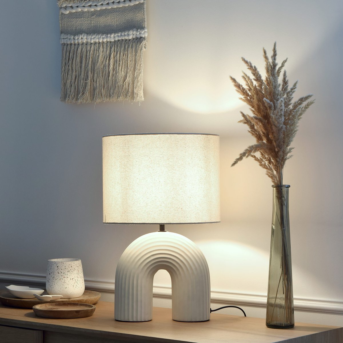 Lampe en céramique, VASKA beige, INSPIRE