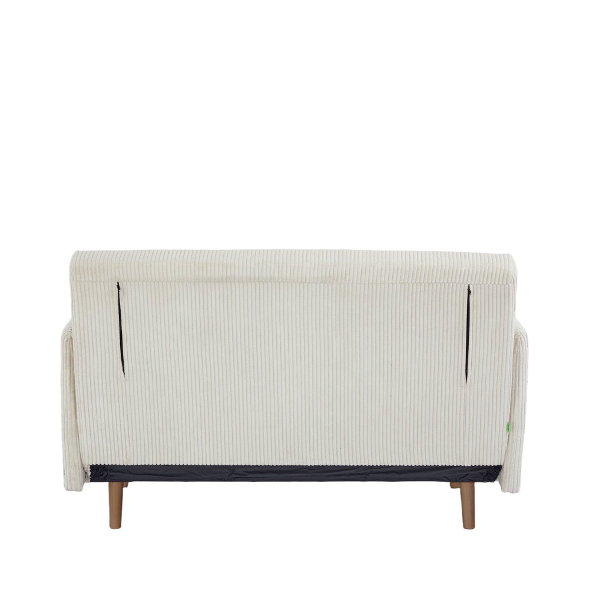 Canapé convertible 2 places en velours côtelé pieds bois clair- BELUSHI beige, DRAWER