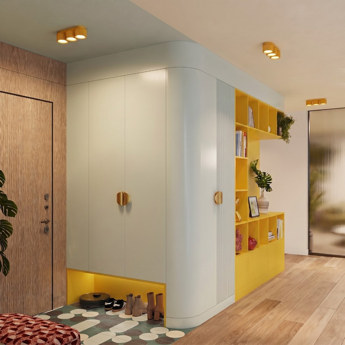 Plafonnier Aluminium Jaune Gx53 3 AURA jaune, EDEN