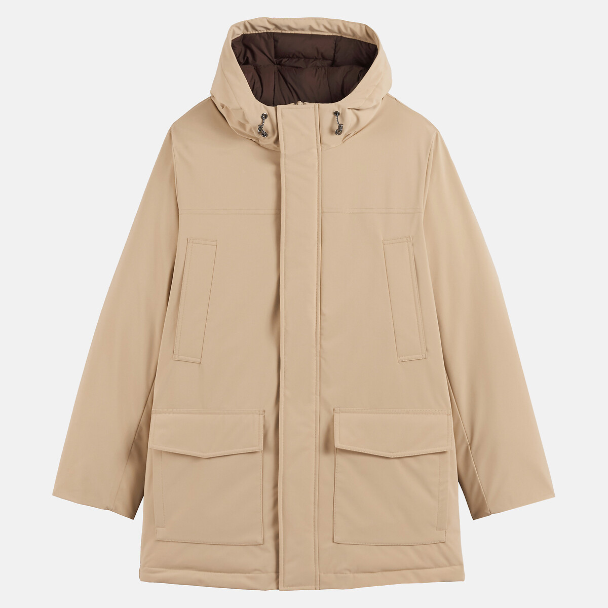Parka mi-longue capuche fixe ecru, LA REDOUTE COLLECTIONS