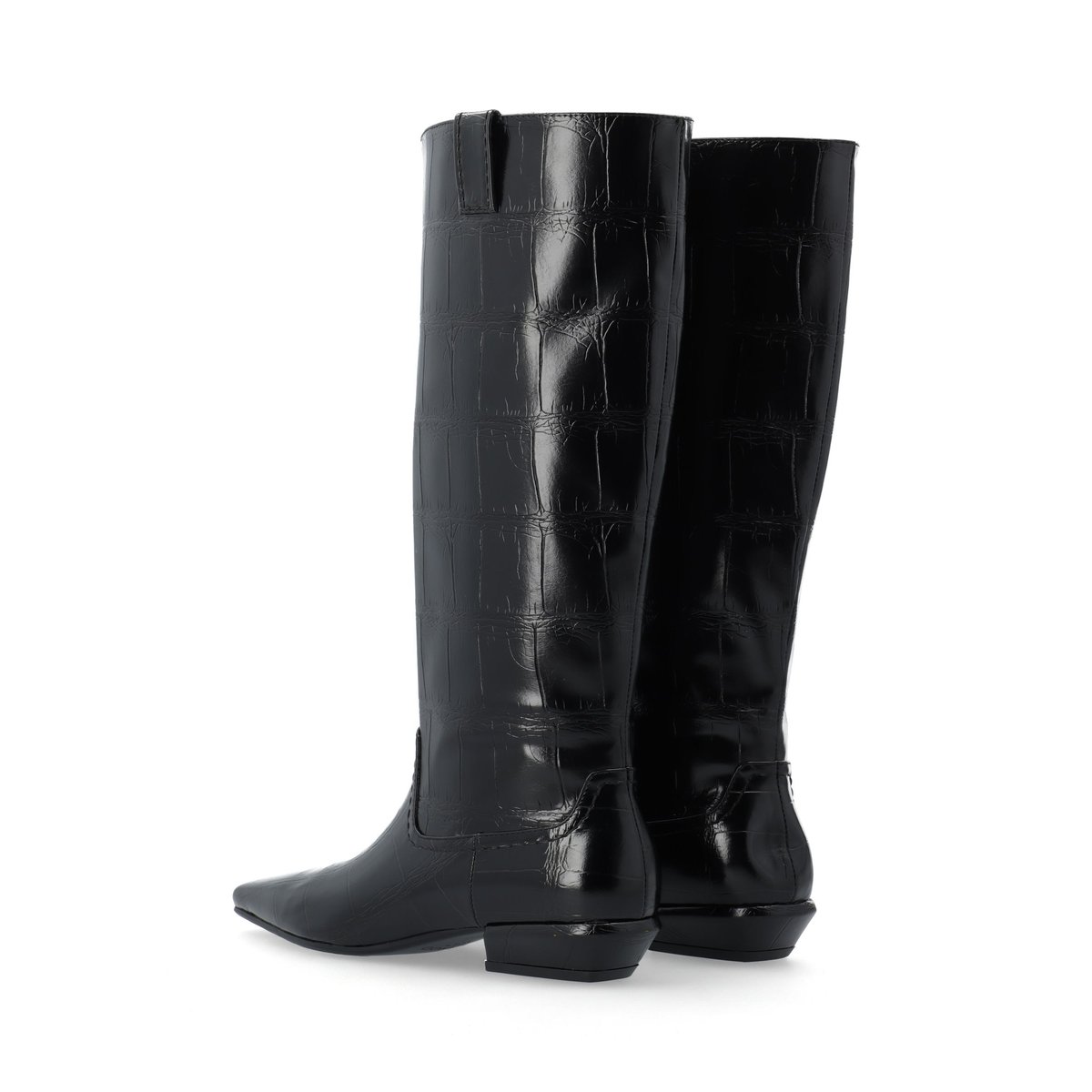 Bottes Au Genou noir - blackcroco1, BIANCO