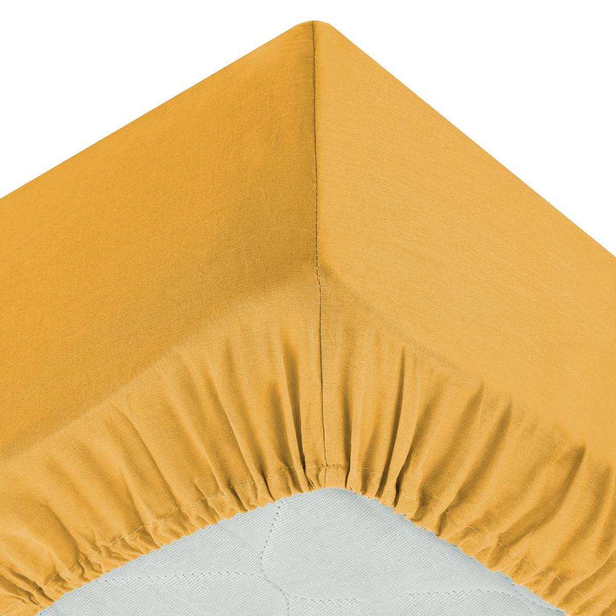 Drap-housse en coton CARINA ocre, ATMOSPHERA