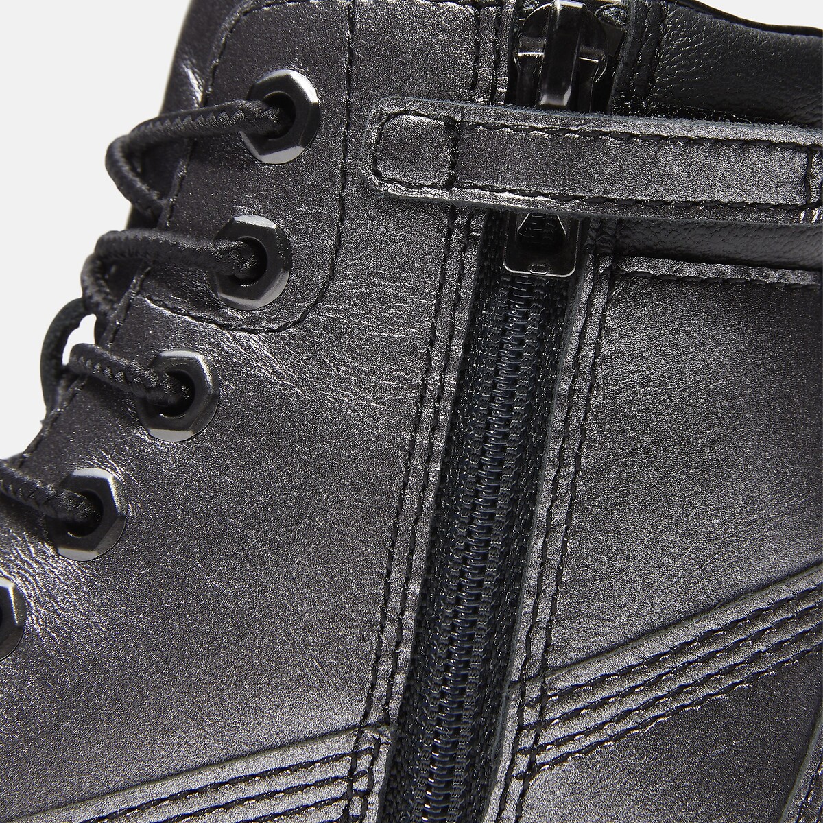 Stivaletti con lacci e zip COURMA KID MID LACE color argento, TIMBERLAND