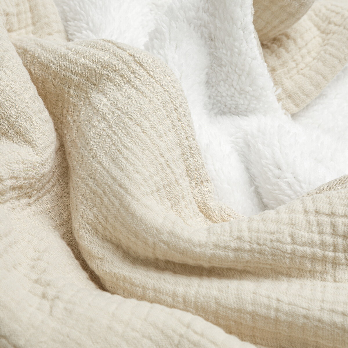Plaid de gasa de algodón y sherpa, Kumla natural, LA REDOUTE INTERIEURS