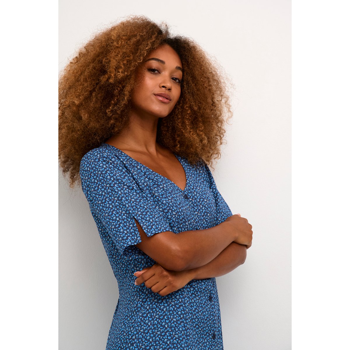 Dress bleu animalier animal skin blue, CREAM