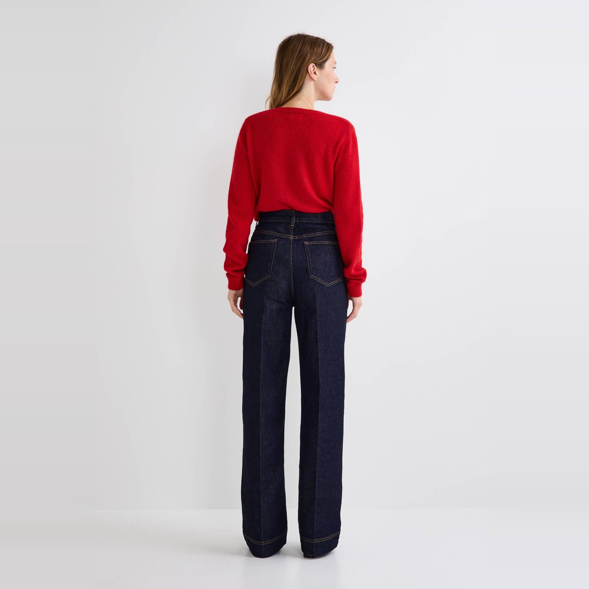 Jean large taille haute brut brut denim, MONOPRIX