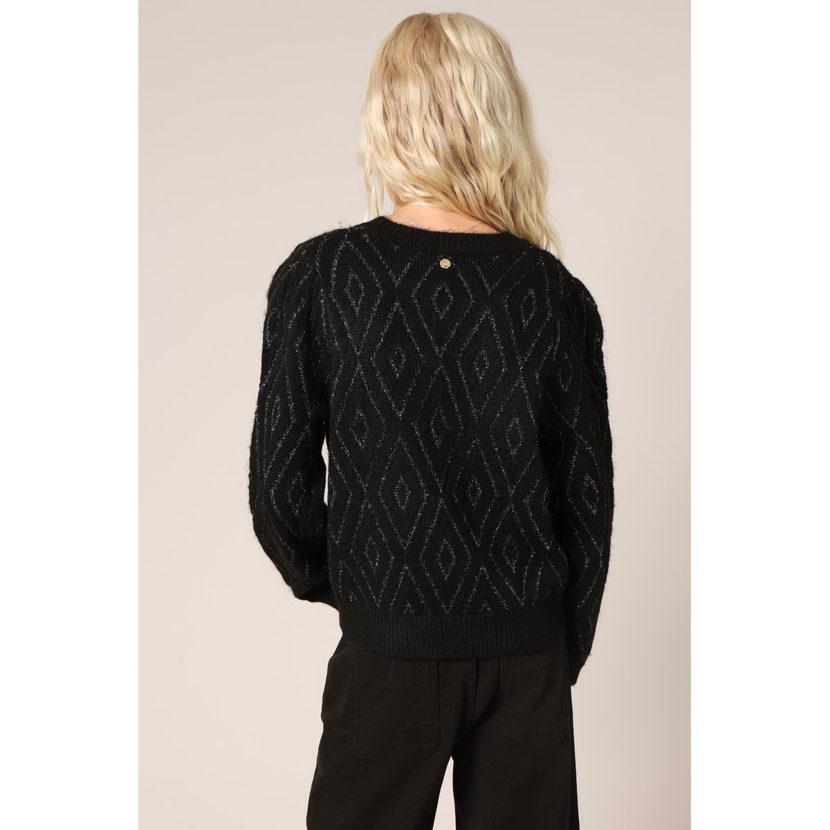 Pull à motif losanges pour fille MAINA noir, DEELUXE