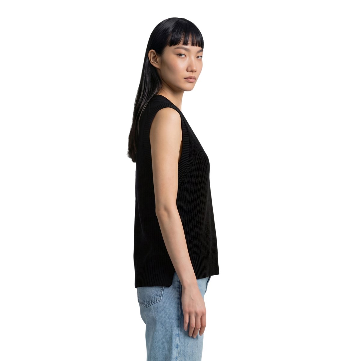 Pull sans manches Regular Fit en pur coton biologique noir, MARC O’POLO DENIM