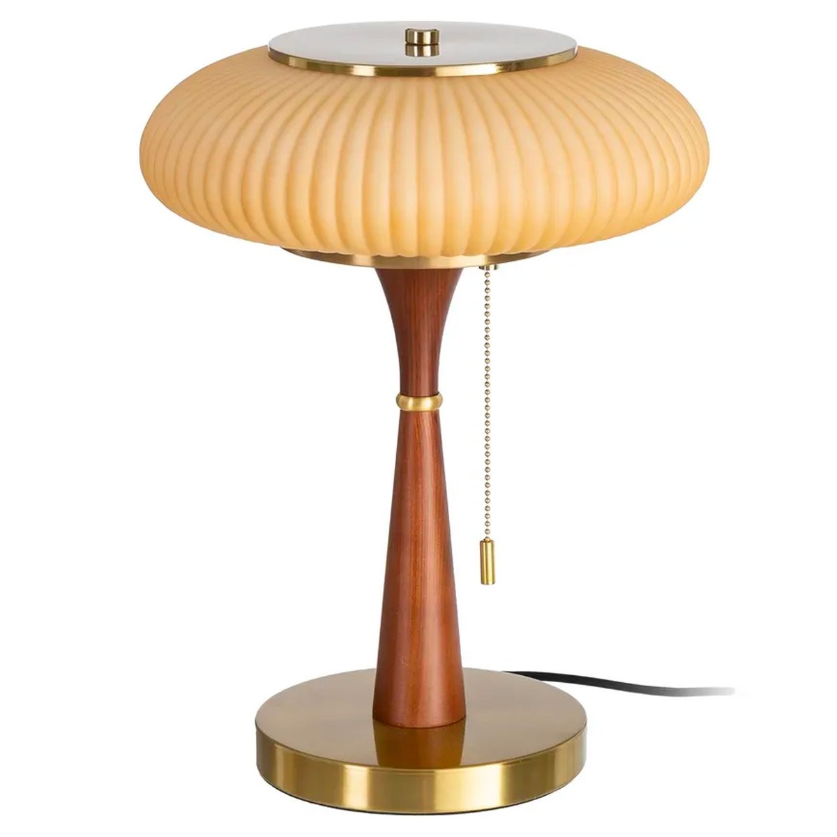 Lampe à poser à tirette bois de frêne et abat-jour verre 30x30x40cm bois, WADIGA