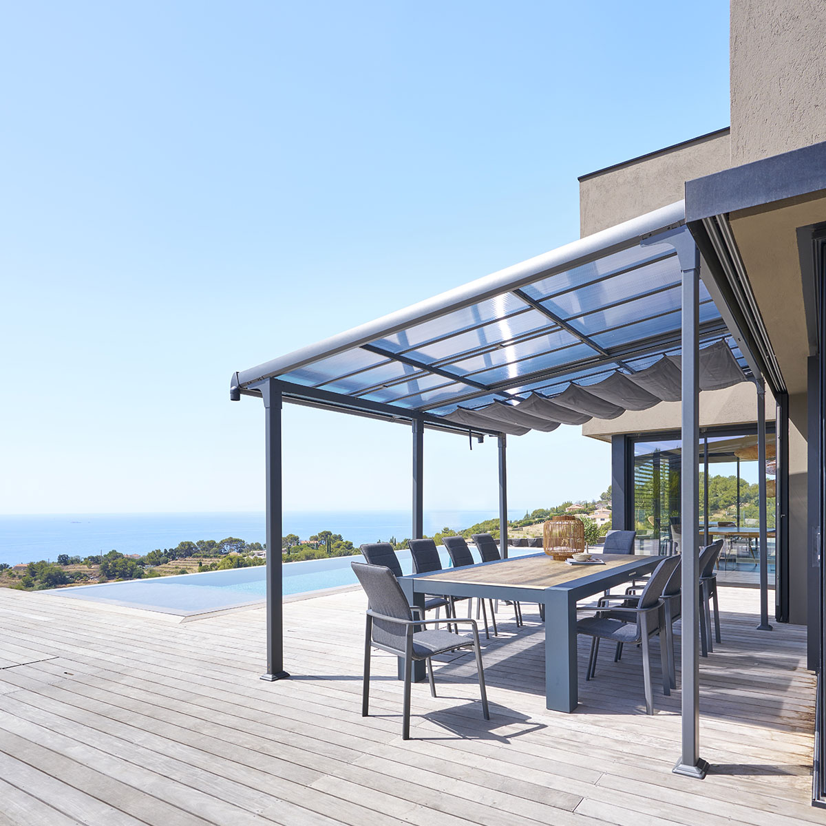 Toile de Pergola ENOLIE gris ardoise, HESPERIDE