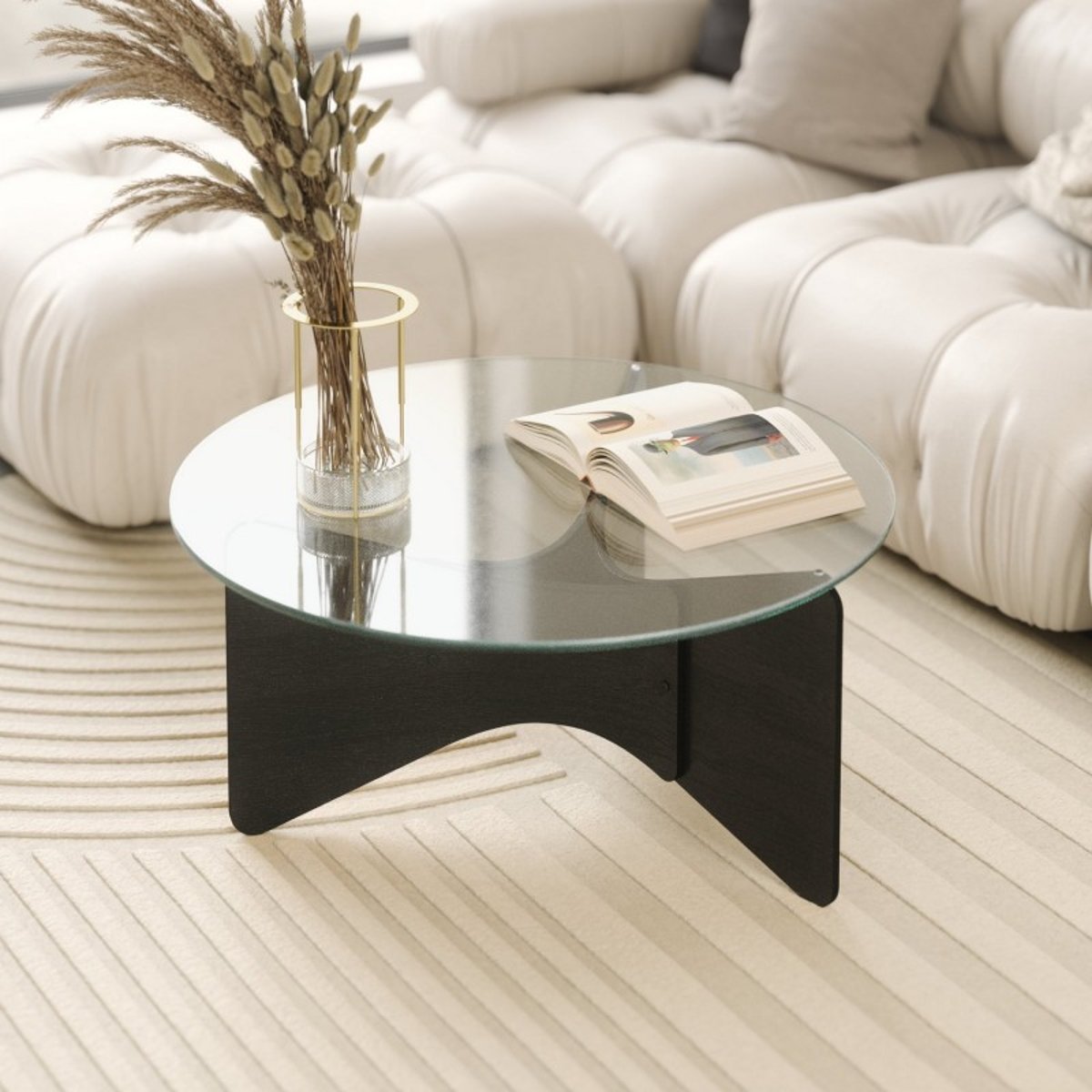 Table basse design verre bois  MADERA noir, UMBRA