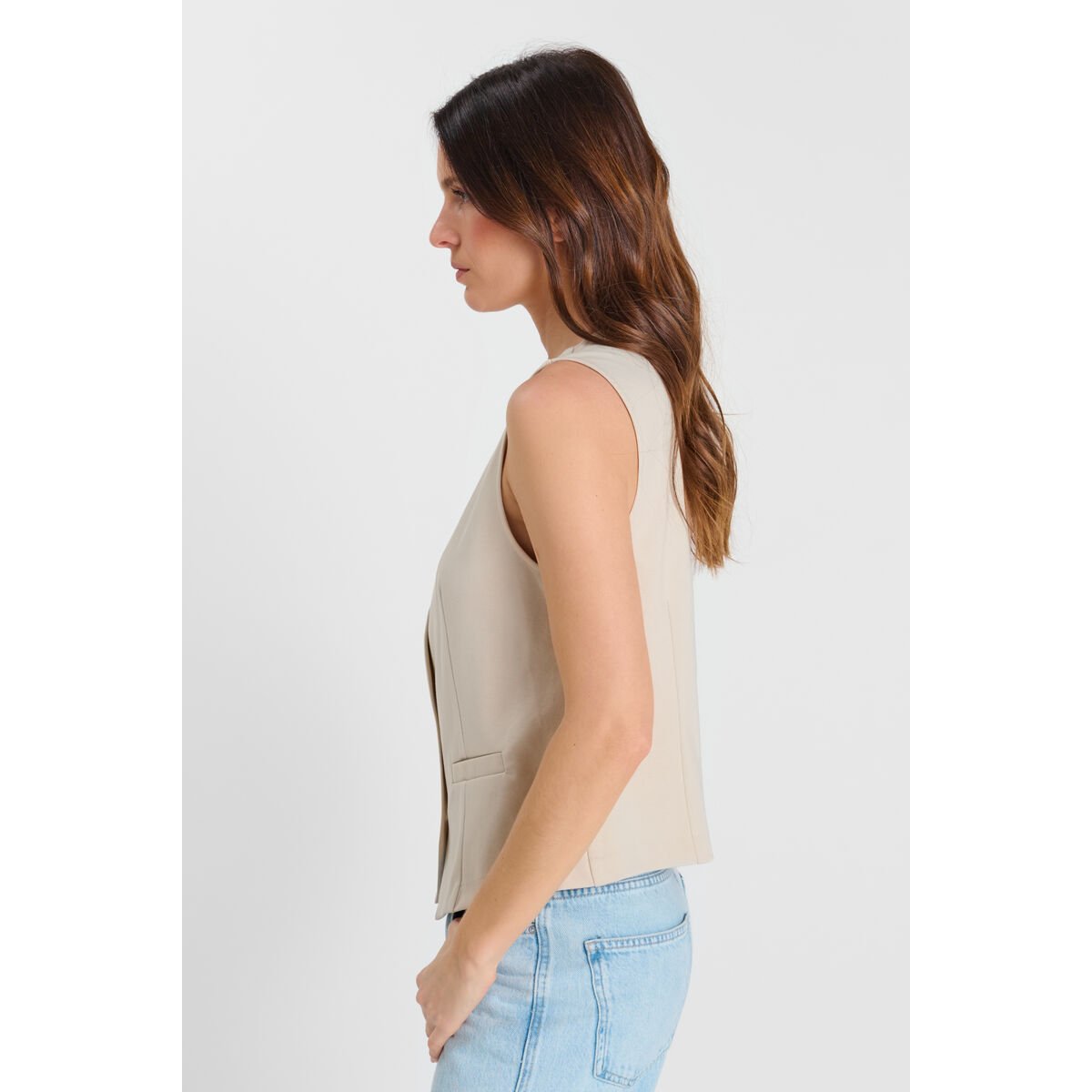 Gilet sans manches CARLITA beige, LE TEMPS DES CERISES