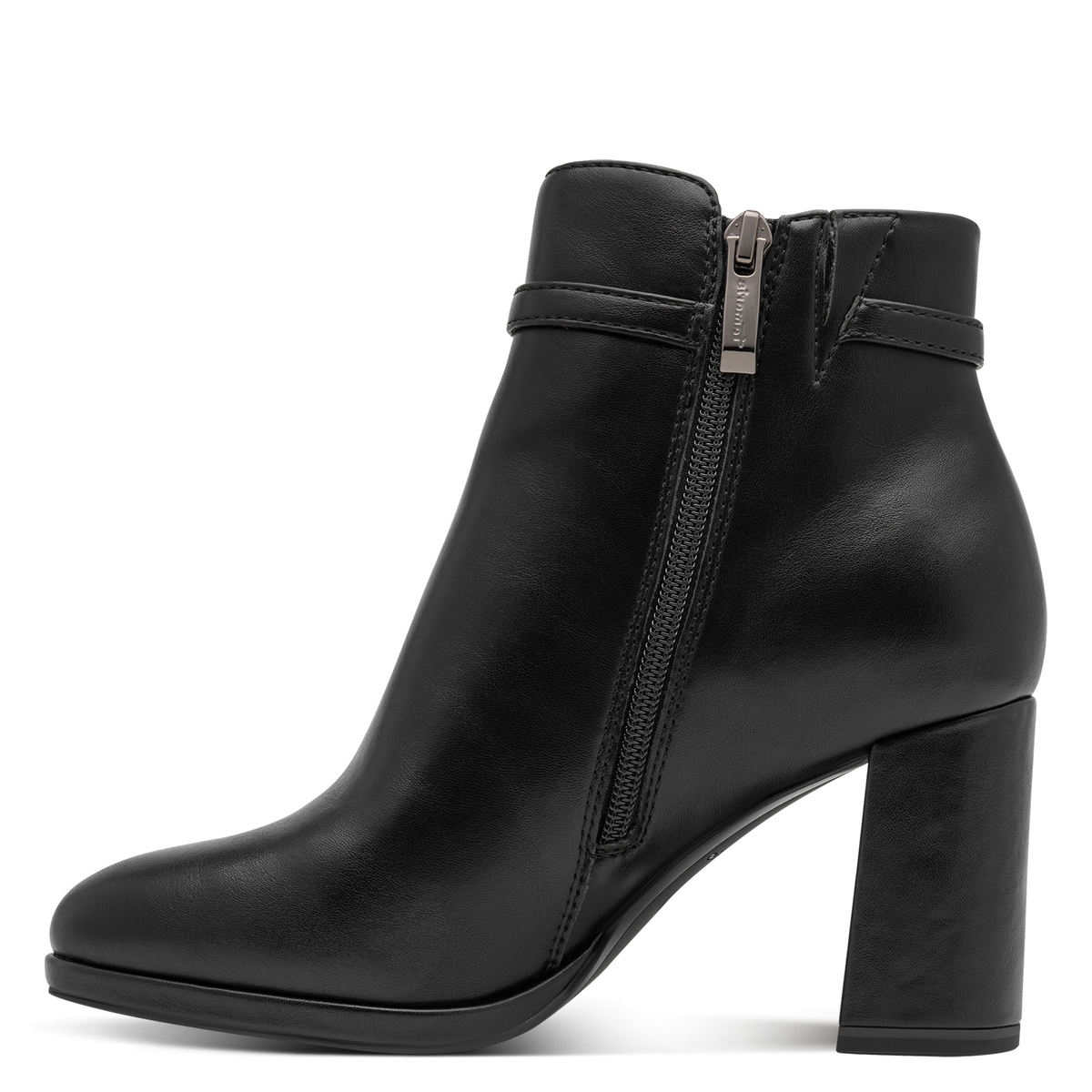 Bottine talon bloc noir mat, TAMARIS