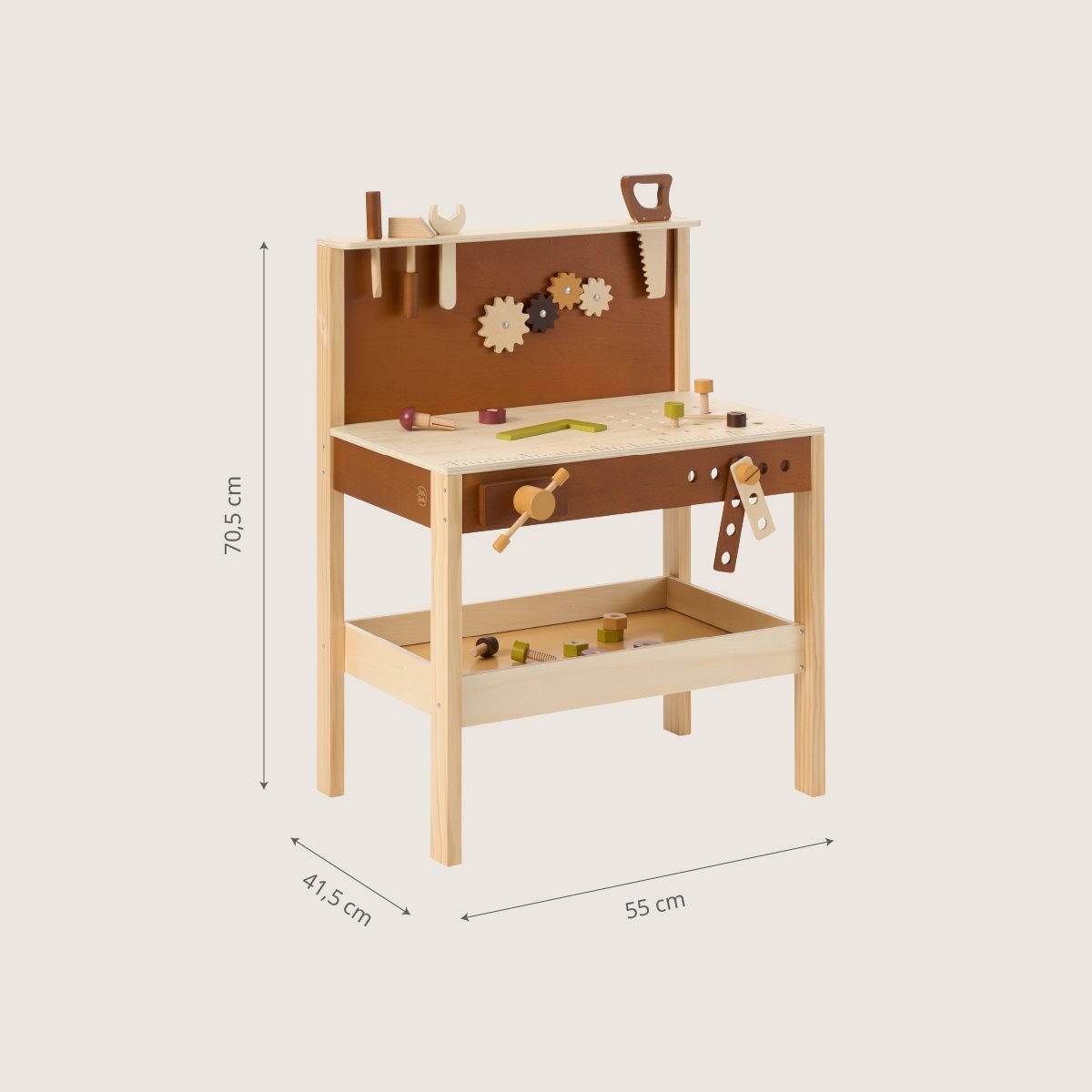 Établi de bricolage NOYER marron, PETITE AMELIE