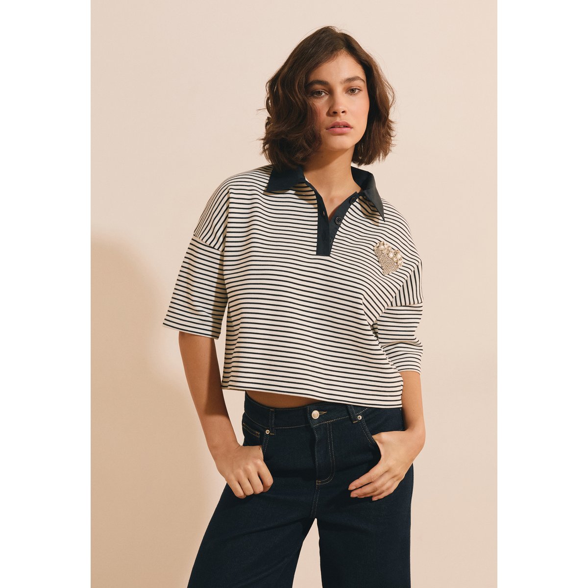ETAM T-SHIRT AYA - POLO MC ecru, ETAM