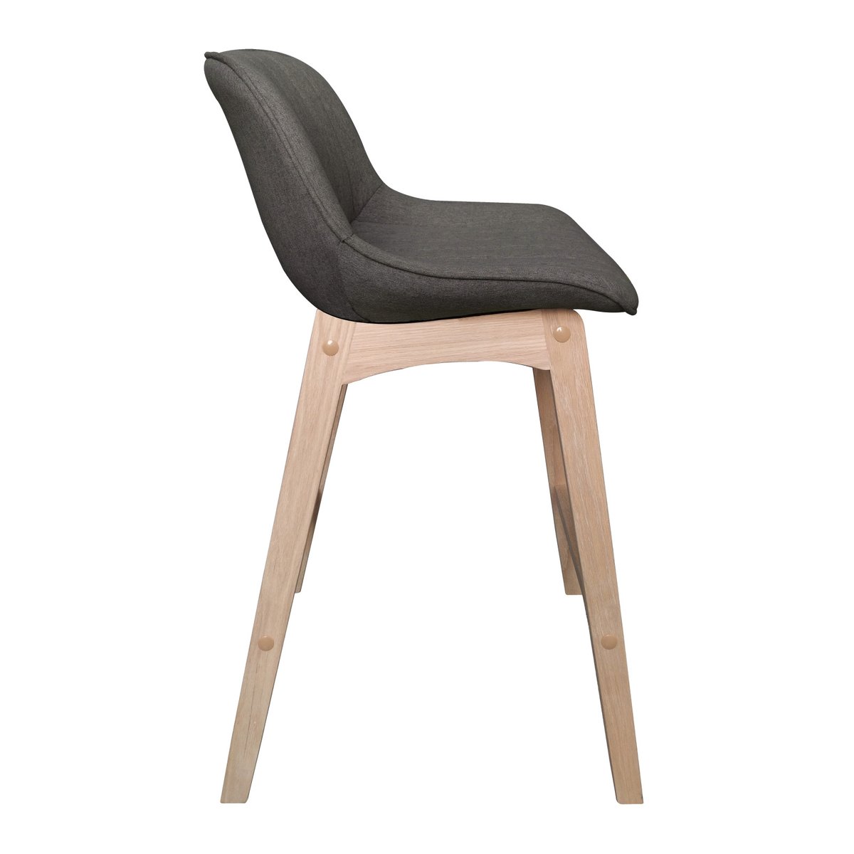 Lot de chaises d'îlot et bar en chêne et assise tissu 65cm MELLOW | Lot de 8 gris foncé, MOB IN