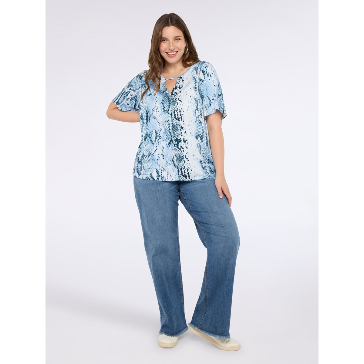 Chemisier à motif reptile light - blue, FIORELLA RUBINO