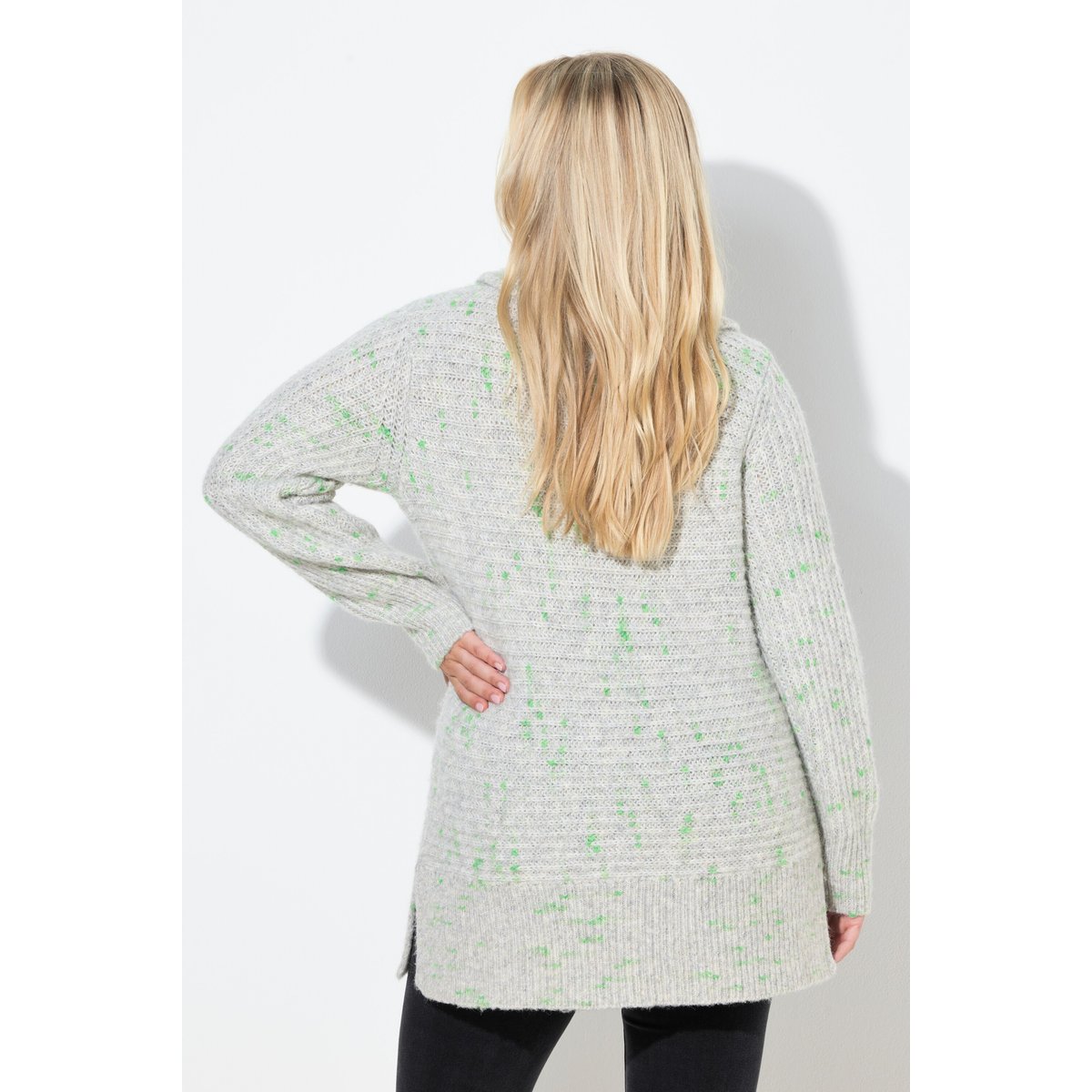 Pull à col roulé et manches longues gris clair chiné, ULLA POPKEN