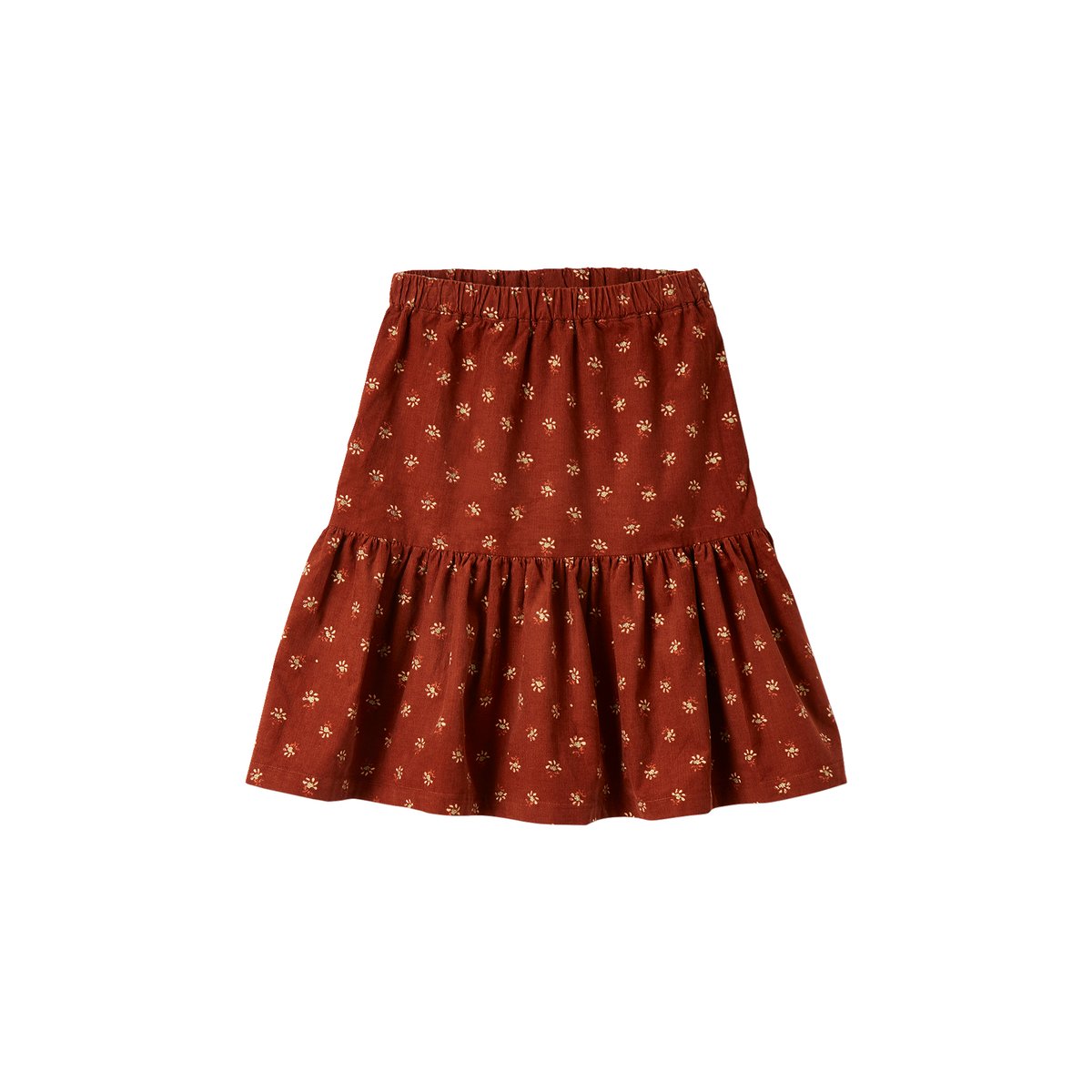 Jupe en velours motifs fleurs détails irisés marron imprimé, VERTBAUDET