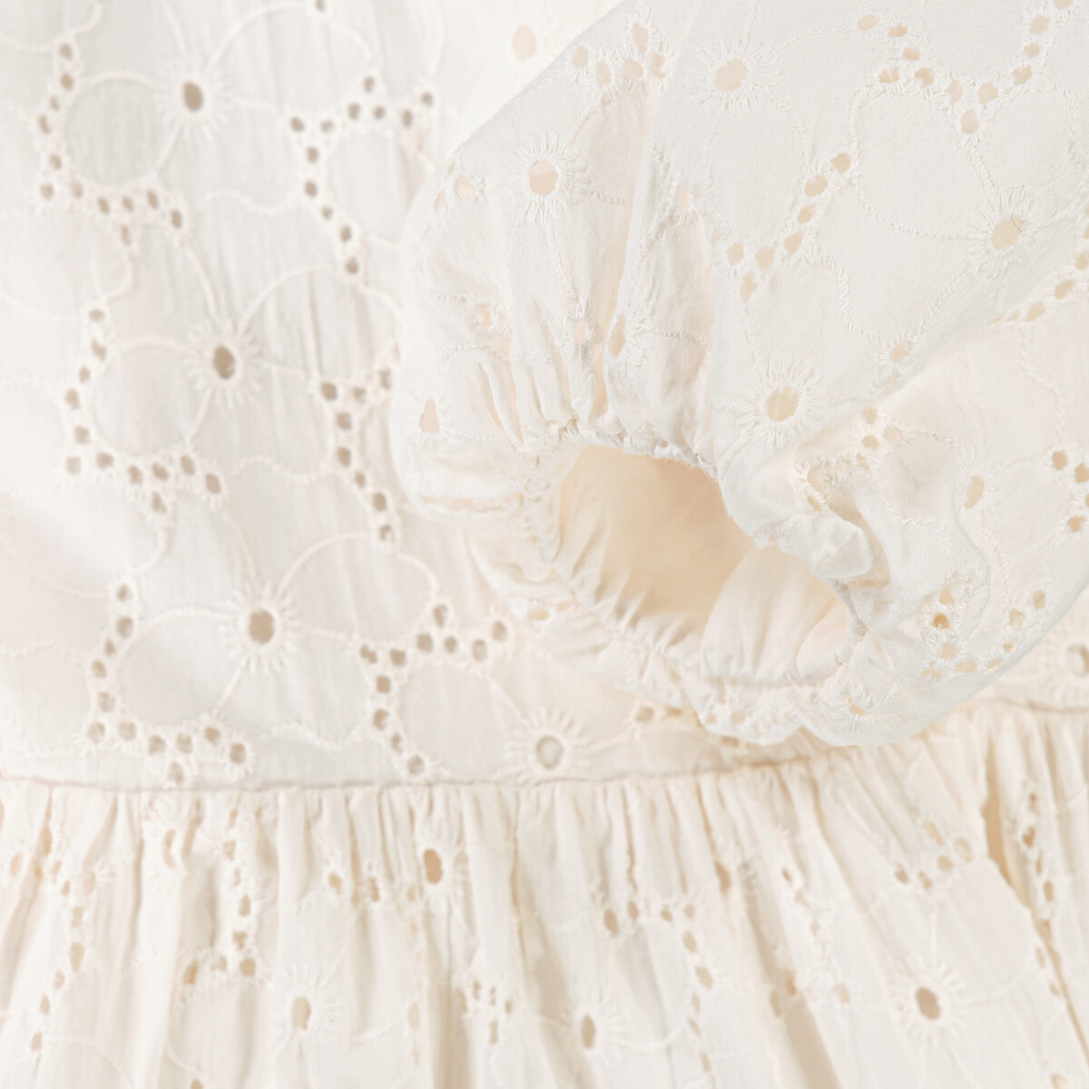 Embroidered Party Dress with Short Sleeves ecru , LA REDOUTE COLLECTIONS