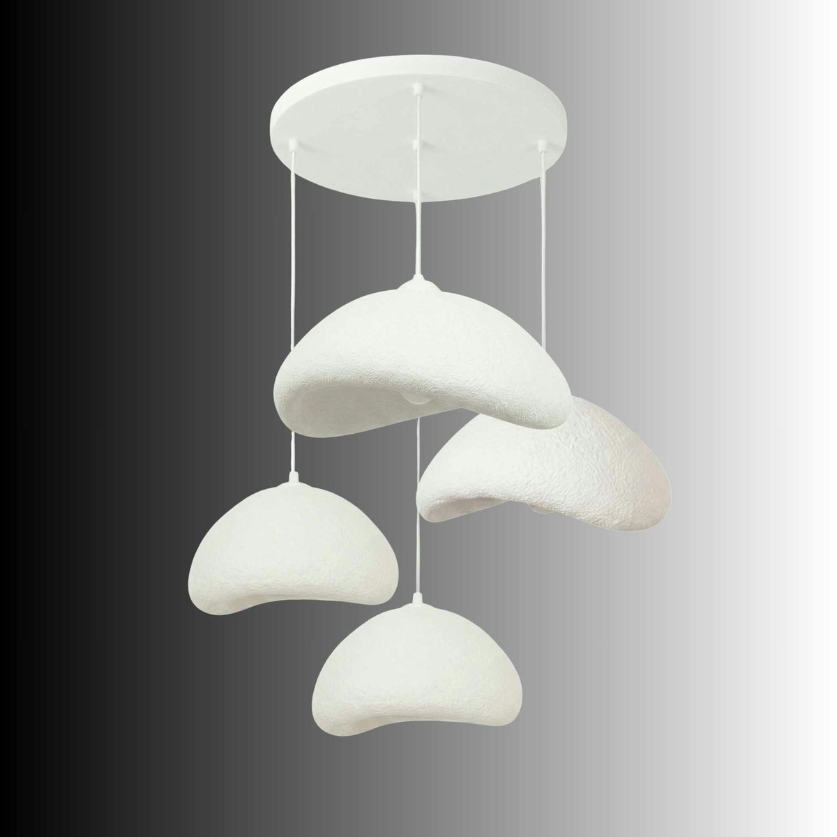 Suspension design organique 4 abat-jour NOXIS blanc, PIER IMPORT