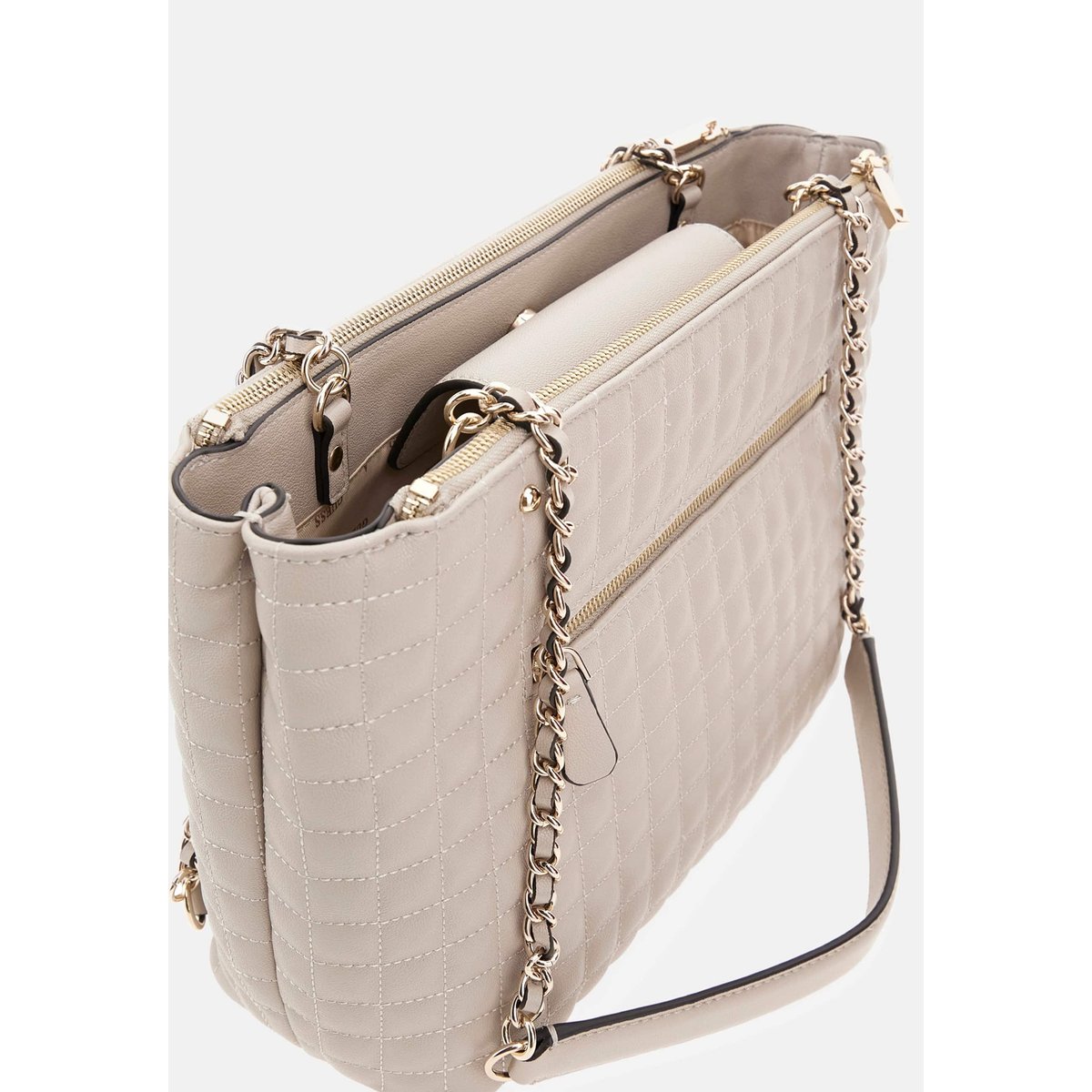 Sac Cabas Nadira Surpiqué beige, GUESS