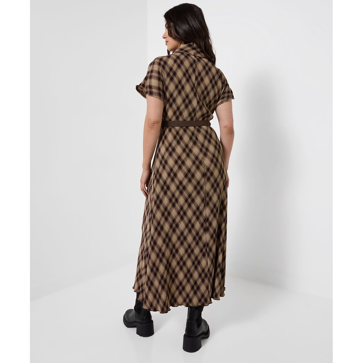 Robe Longue Plissée à Col Bénitier Hallie marron, JOE BROWNS