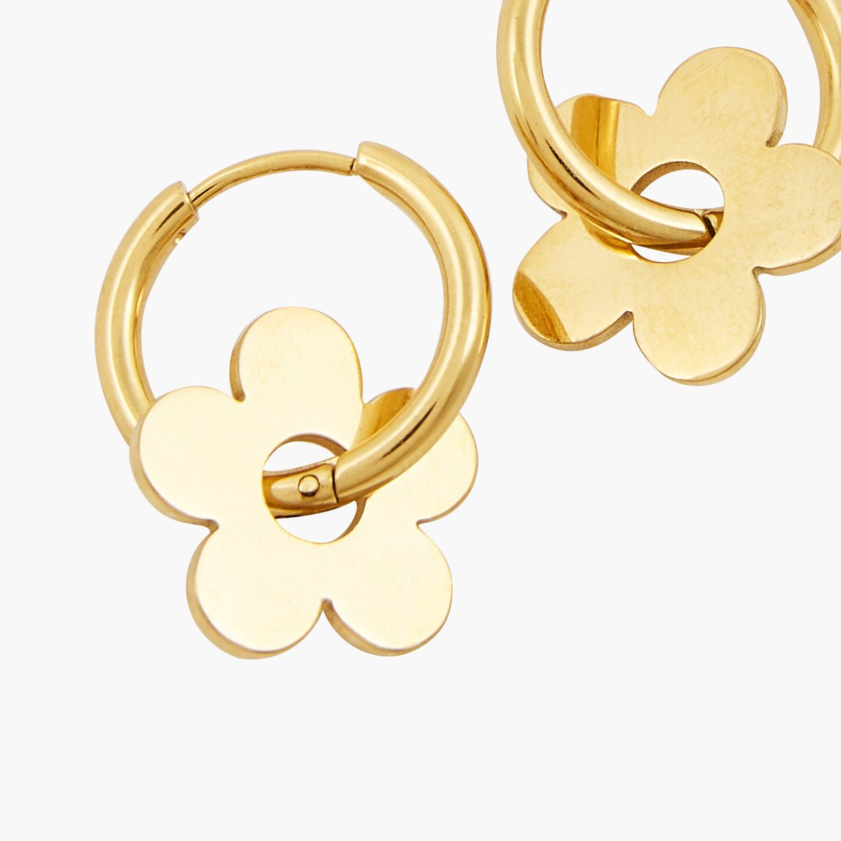 Petites créoles à fleur acier inoxydable doré doré, BALABOOSTE