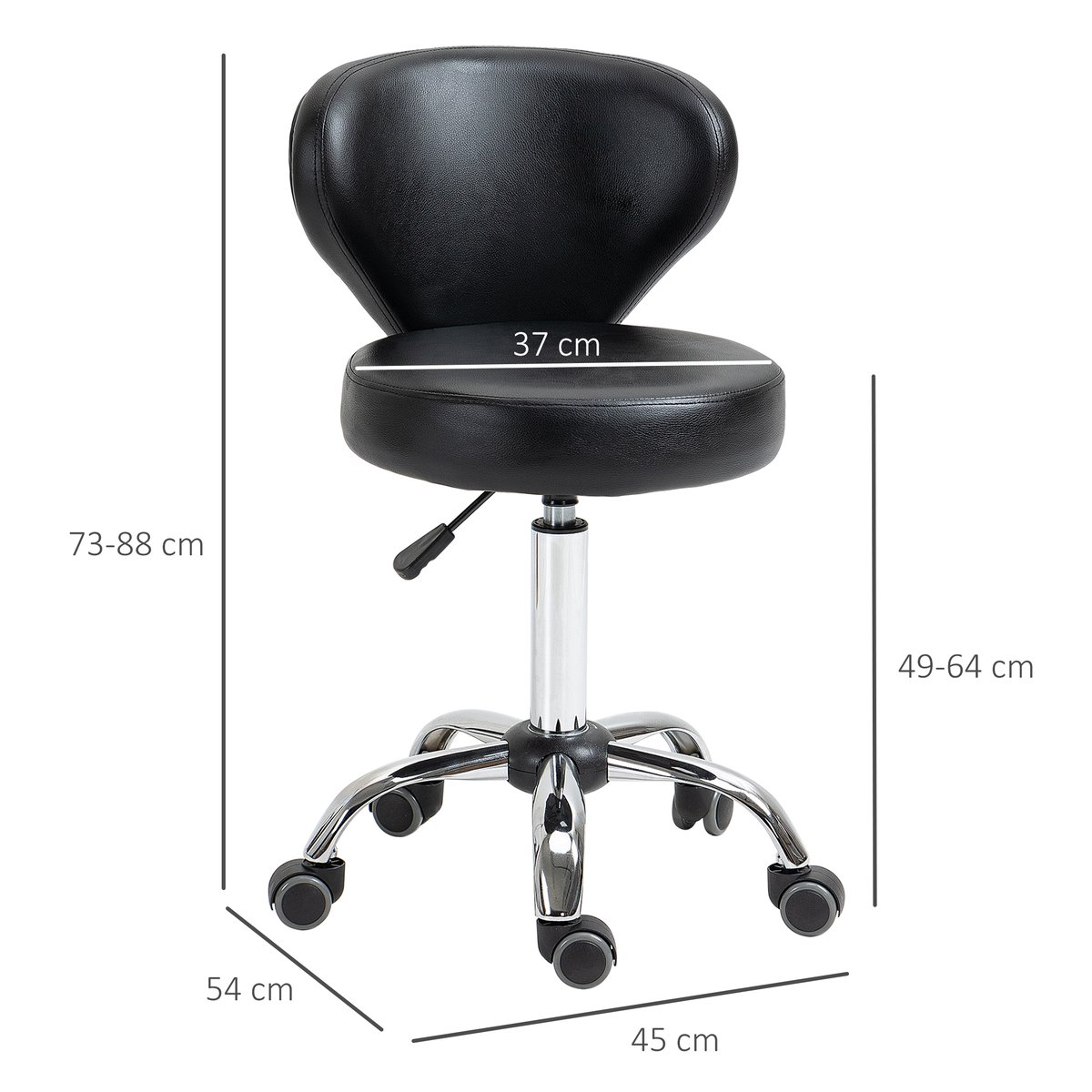 Tabouret de salon Revêtement synthétique PU noir, argent, HOMCOM