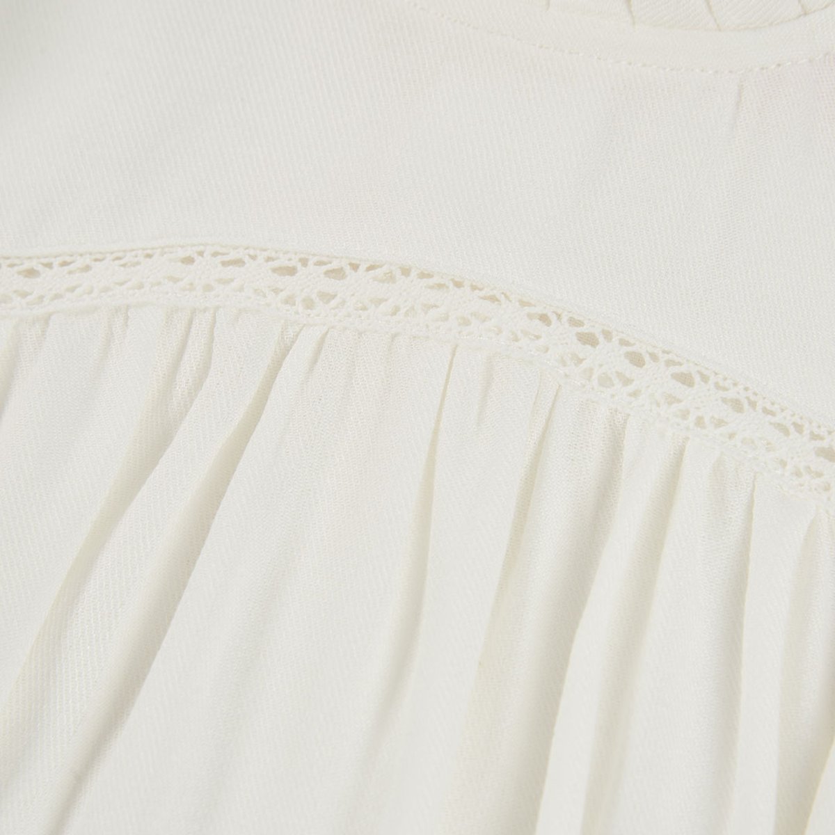 Blouse avec dentelle et col froncé blanc, BOBOLI