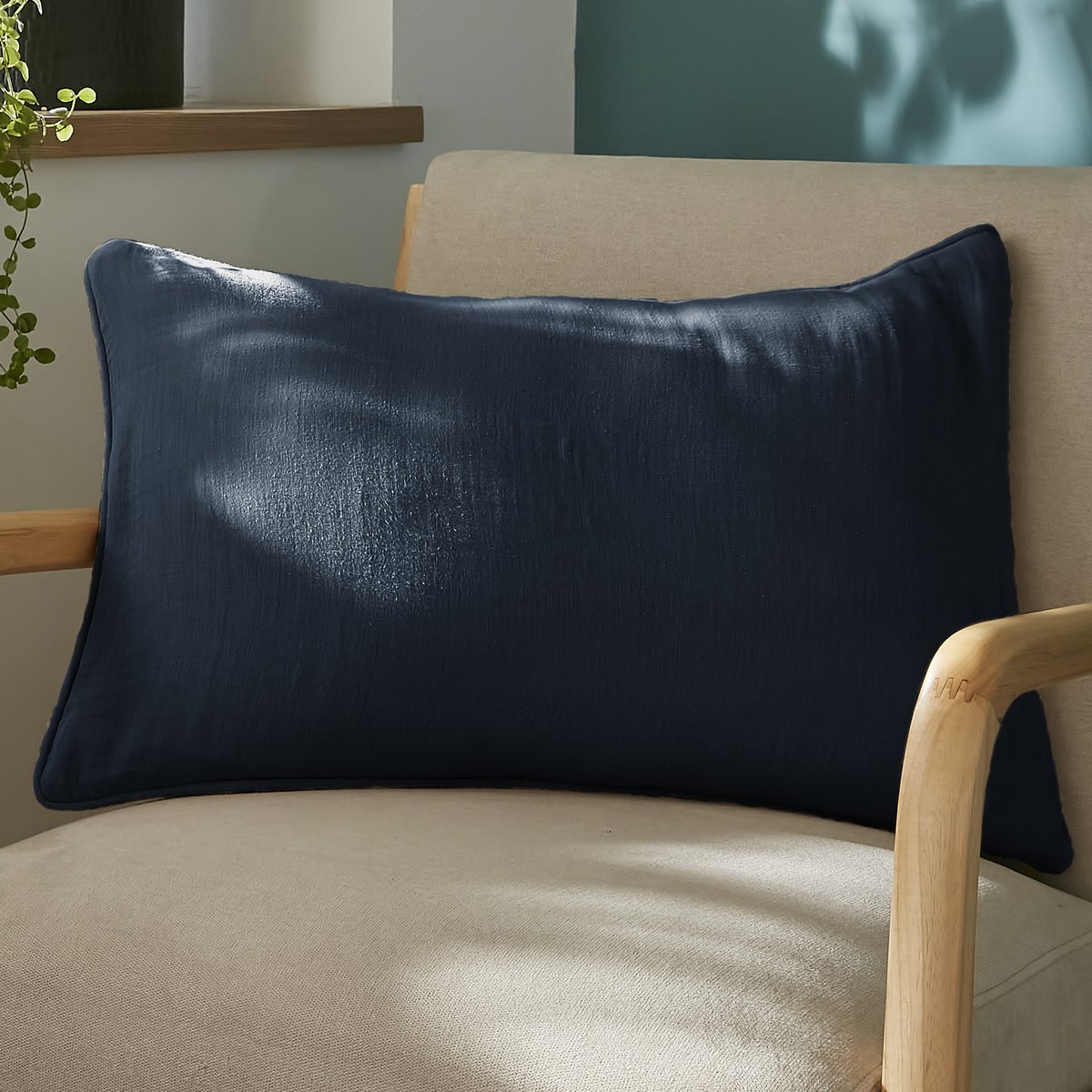Coussin rectangulaire déhoussable 40x60 cm Gaze de Coton Terra Minuit minuit, EDEN