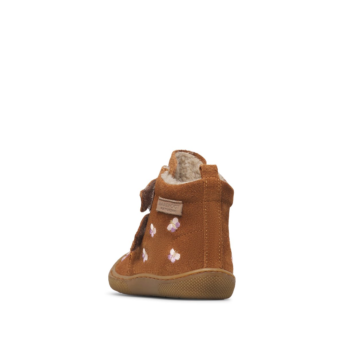 Bottines barefoot en daim BAREFOOT WIGGHI VL EMBR.BUTTERFLY marron-rose, NATURINO