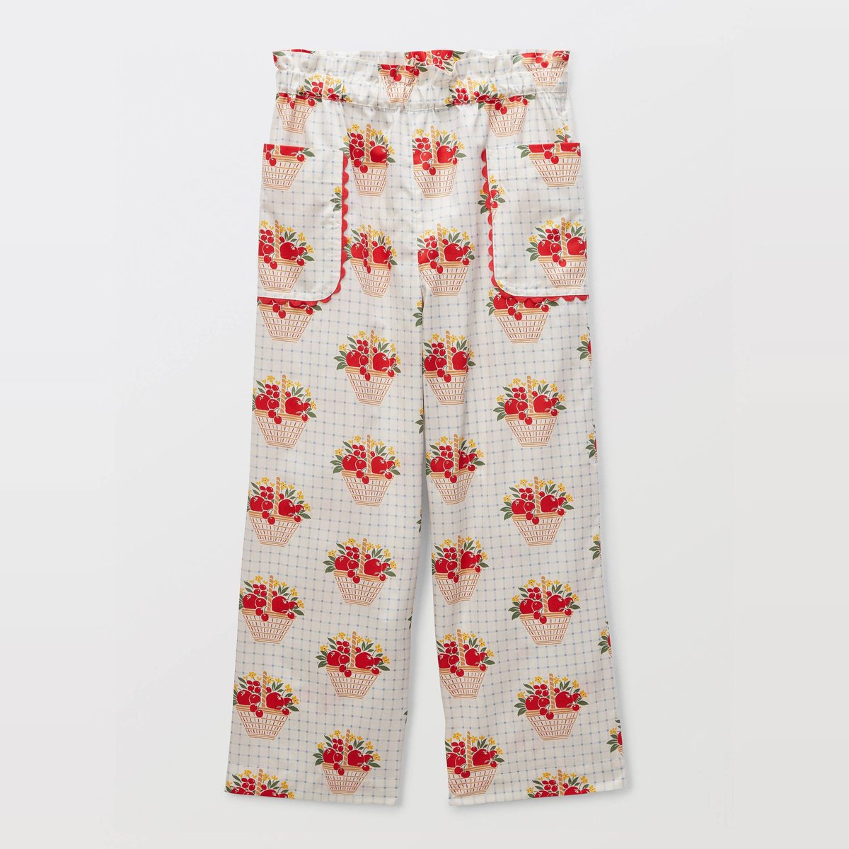 Pantalon taille élastique imprimé en coton flots, MONOPRIX